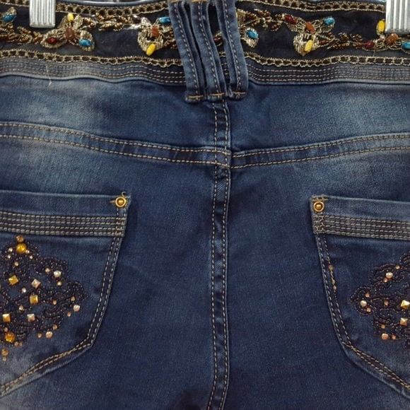 Italian fade skiny jean bead embroidery waist cuff - Picture 10 of 10